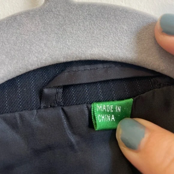 United Colors of Benetton Navy Blue Blazer Subtle Pinstripes Men’s Suit Jacket - Picture 9 of 10